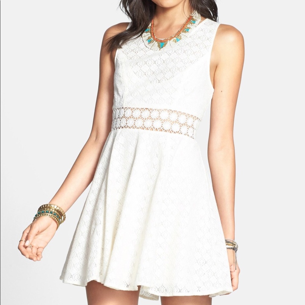 Pixie Girl, Cottagecore Free People Daisy Lace Fit & Flare Dress